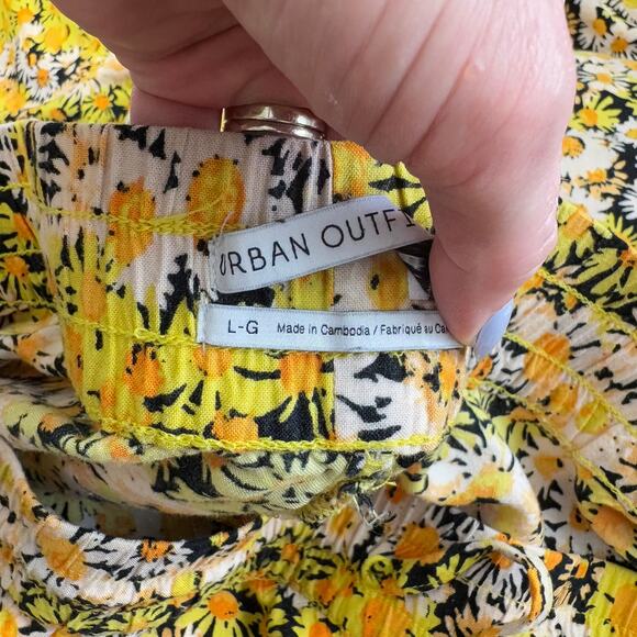 UO Urban Outfitters Carmen Pull On Floral Printed Pant Womens Size L Boho Spring - Picture 7 of 12